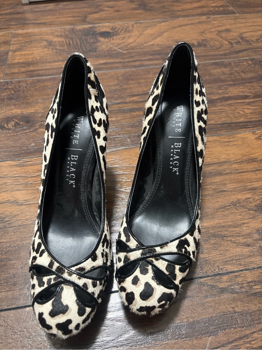 White House Black Market Leopard-Print Pointed-Toe Pumps - Black & Cream